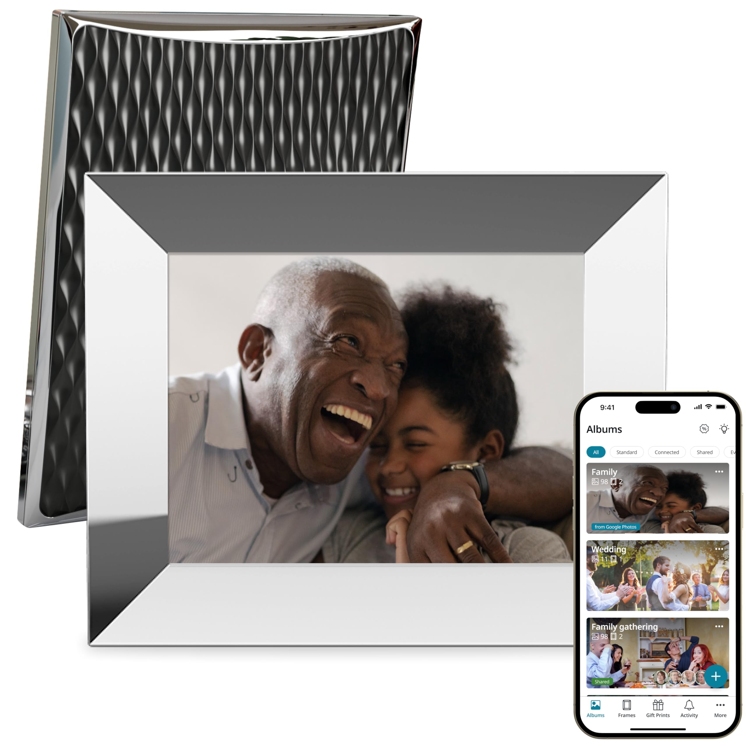Nixplay 2K Smart Digital Photo Frame 9.7 Inch (Silver) - Share Moments Instantly via App or E-Mail