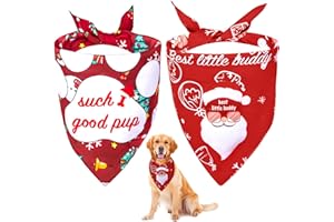 HIDNVEFEN Dog Christmas Bandana 2 Pack, Christmas Tree and Santa Pet Scarf Gift for Boy and Girl, Premium Durable Fabric, Holiday Bandanas for Medium Large Dogs, Reversible Xmas Dogs Presents Outfit