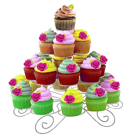 Kurtzy Stabiler Runder Metall Cupcake Muffin Ständer mit 4 Etagen Hält 23 Törtchen - Einfach zu montierender Ausstellungs-Sta