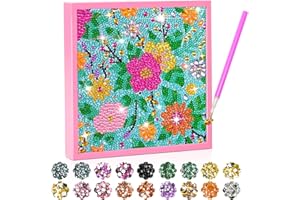 AURAKOI Diamond Art Kits for Kids, Arts and Crafts for Kids Ages 8-12, Gem Art Birthday Xmas Toy for Girl Teen Adult, Gifts for Girls 6 7 8 9 10 11 12 Deals, Flower Kit with Frame for Home Decor (Flower)