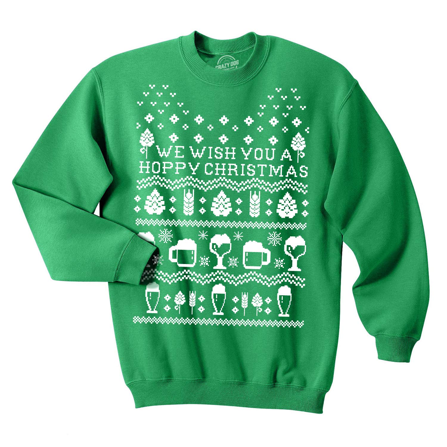  Unisex Hoppy Christmas Crew Neck Beer Ugly Christmas Sweater Shirts