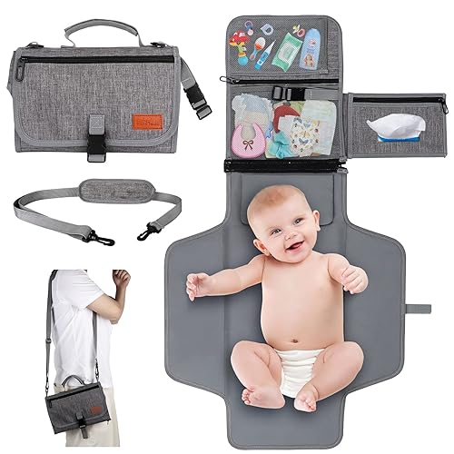 Portable Diaper Changing Pad, Baby Changing Mat with Smart Wipes