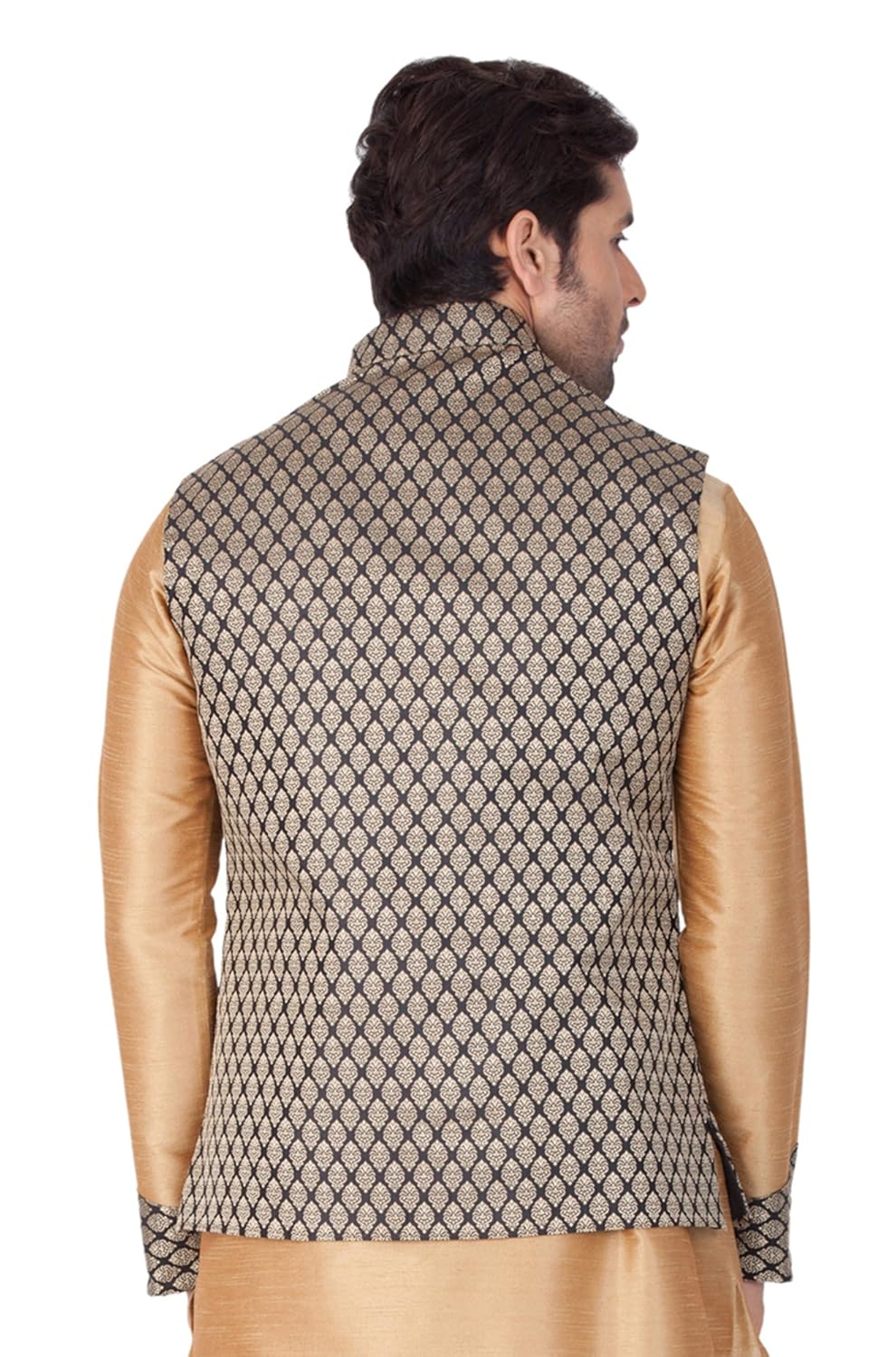 vastramay mens silk blend nehru jackets (black_vasmjbl005)