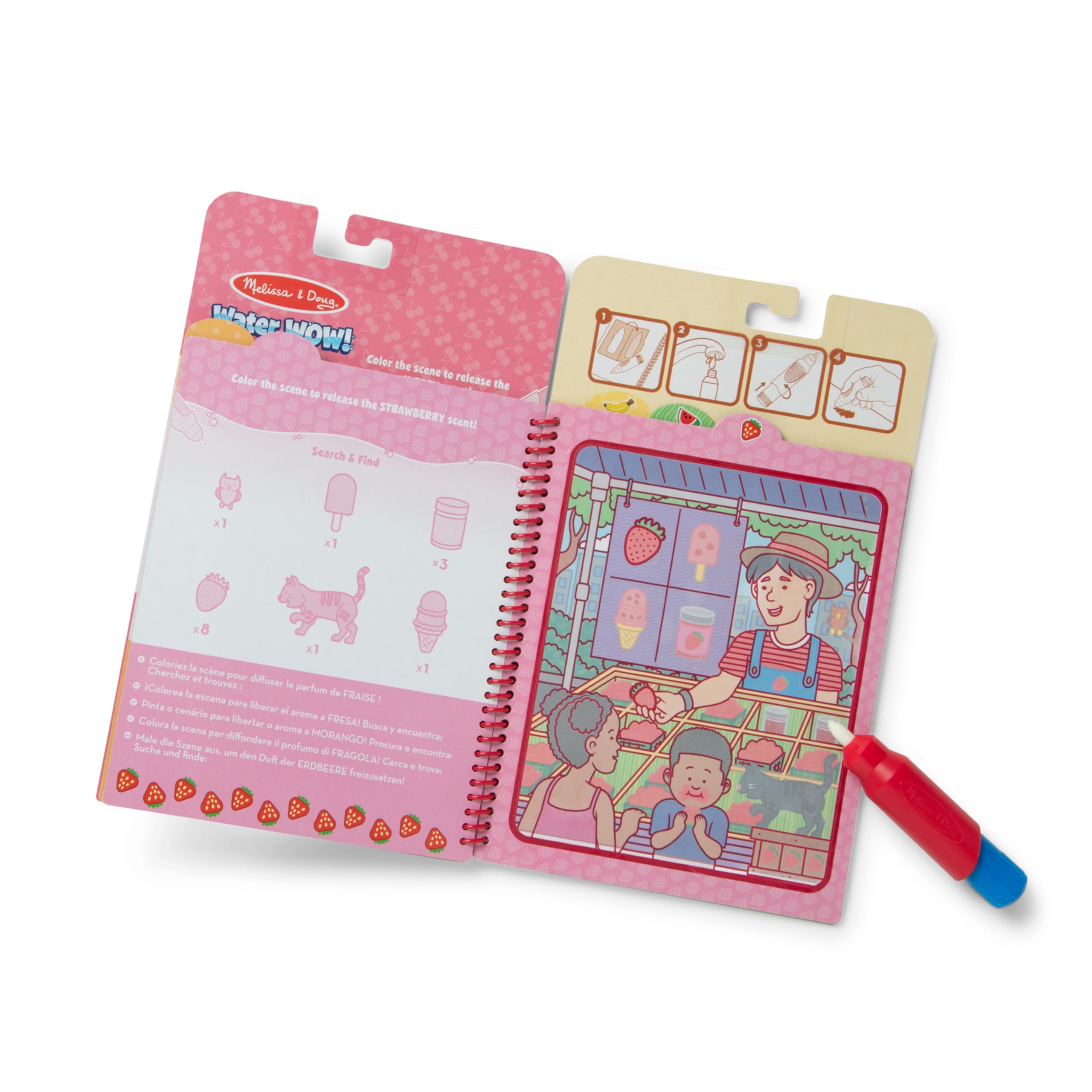 Melissa & Doug Scented Water Wow! Mess Free Coloring Book, Reusable Water-Reveal Activity Pad, Fruit, Travel Toys, Party Favors, for Toddlers for Kids Ages 3+ - FSC Certified