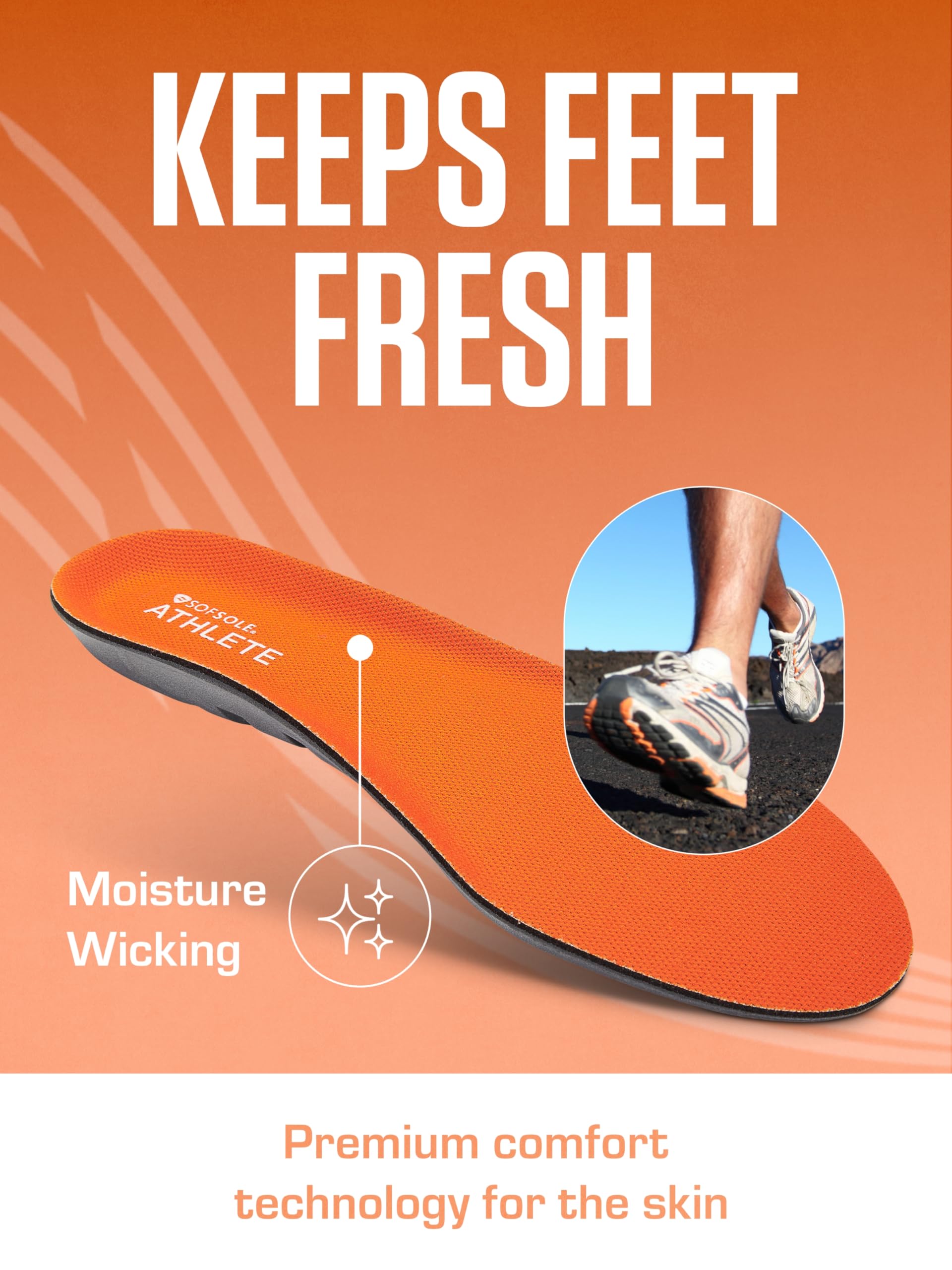 Sof Sole Insoles Men's ATHLETE Performance Full-Length Gel Shoe Insert