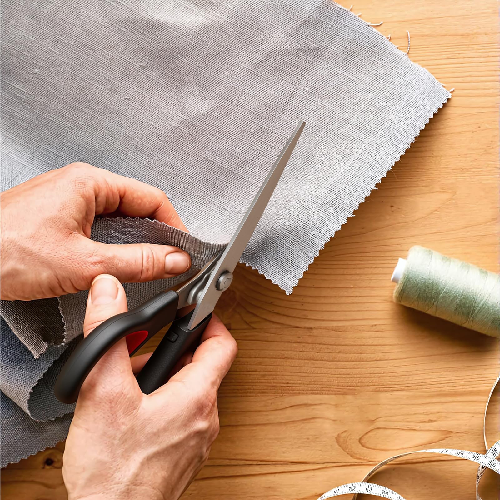 Pinking Shears, 9” Zig Zag Scissors for Fabric，Professional Handheld Dressmaking，Zigzag Cut for No-Fray Fabric, Sewing & Craft Edging