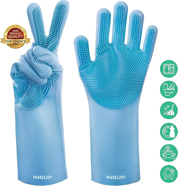 INSUP Premium Dishwashing Gloves with Bristles Magical