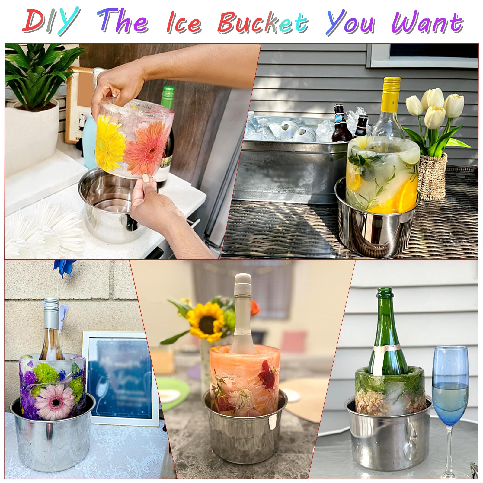 Ice Mold,Ice Bucket Mold, Ice Mold Wine Bottle Chiller,DIY Ice Bucket Mold for Wine Champagne and Cocktails,Ideal Gift for Special Parties Weddings Mother's Day Thanksgiving and Christmas