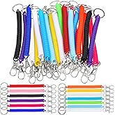 Xaajooio 65 Pcs Retractable Spring Coil Keychain Lanyard, Anti-Lost Stretch Cord Safety Key Ring with Lobster Clasp for Keys Wallet Cellphone, Colorful