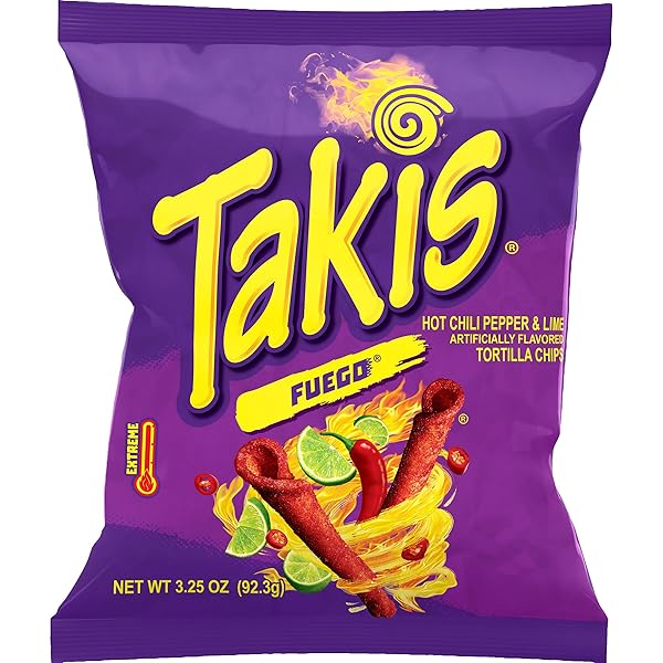 TAKIS FUEGO, HOT CHILI PEPPER & LIME FLAVORED...