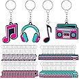 Fumete 24 Pcs Music Party Favors Keychain Piano Note Silicone Key Chains Gift Bulk Musical Themed Radio School Karaoke Bag Backpack Baby Shower Birthday Easter Gifts for Kids Supplies (Music)