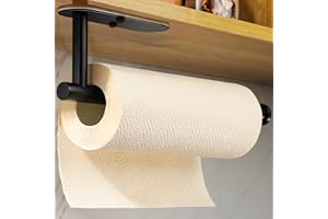 Taozun Black Paper Towel Holder - Under Cabinet Paper Towel Rack Self Adhesive Paper Towel Bar for Kitchen, SUS304 Stainless Steel Wall Mount