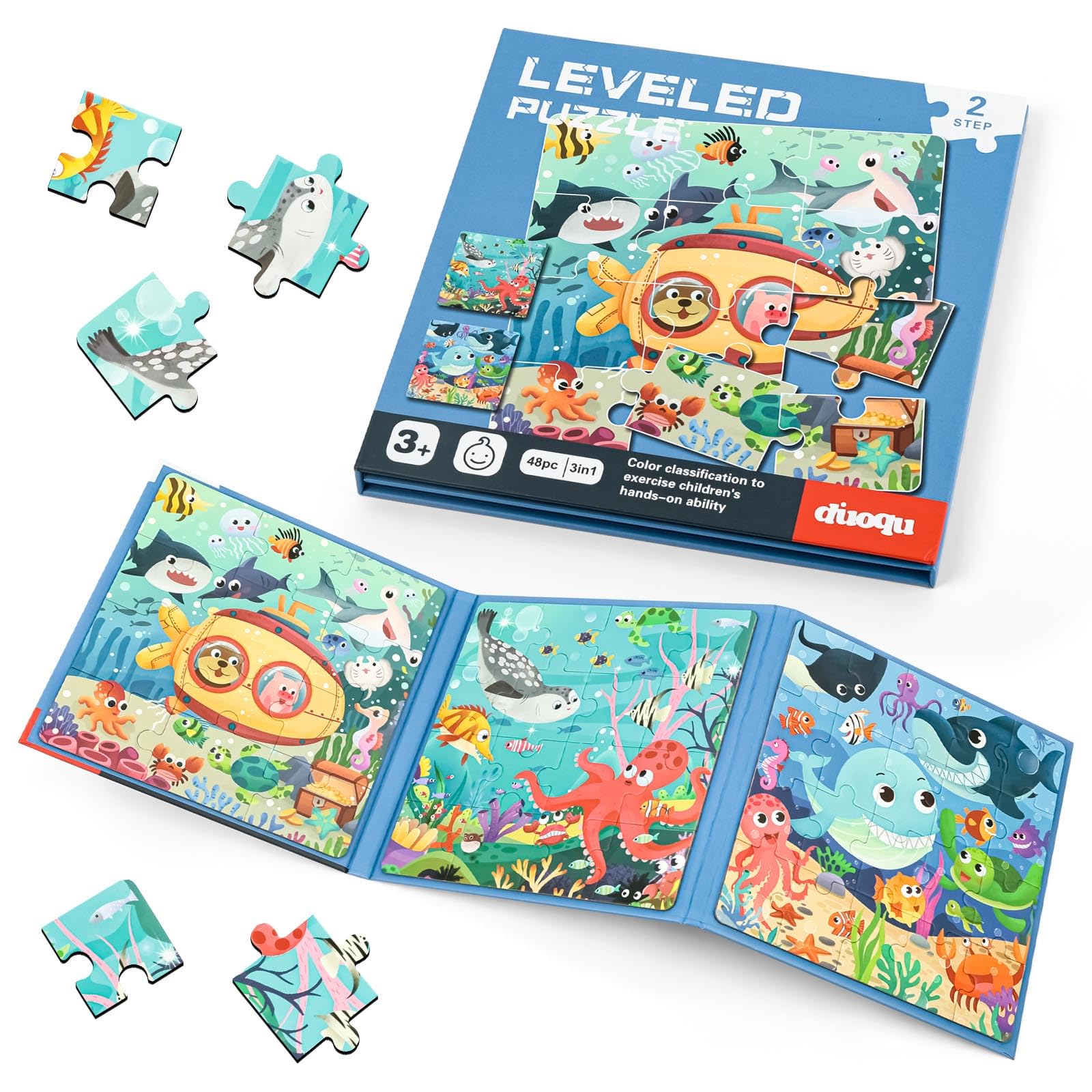 Aolso Magnetic Puzzles for Kids Ages 3-5,Jigsaw Puzzles Book for Toddlers,Toddler Travel Toys,Educational Toys,Best Birthday Gift for Boy Girls-Undersea Exploration