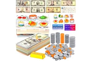 QUIET FLOWER Play Money for Kids to Learn , Fake Money for Learning Money Teaching Counting Resources Activity, 502pcs Play Money That Looks Real Actual Size Pretend Bills Coins Toys for Age 3 4 5 6 7 8+ Year Old