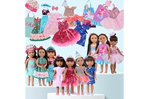 haveahug 14 inches Girl Dolls Clothes for 14" Glitter Girl Wellie Wishers Baby Doll, 10 Sets Clothes and Accessories (14 inch Doll Clothes)