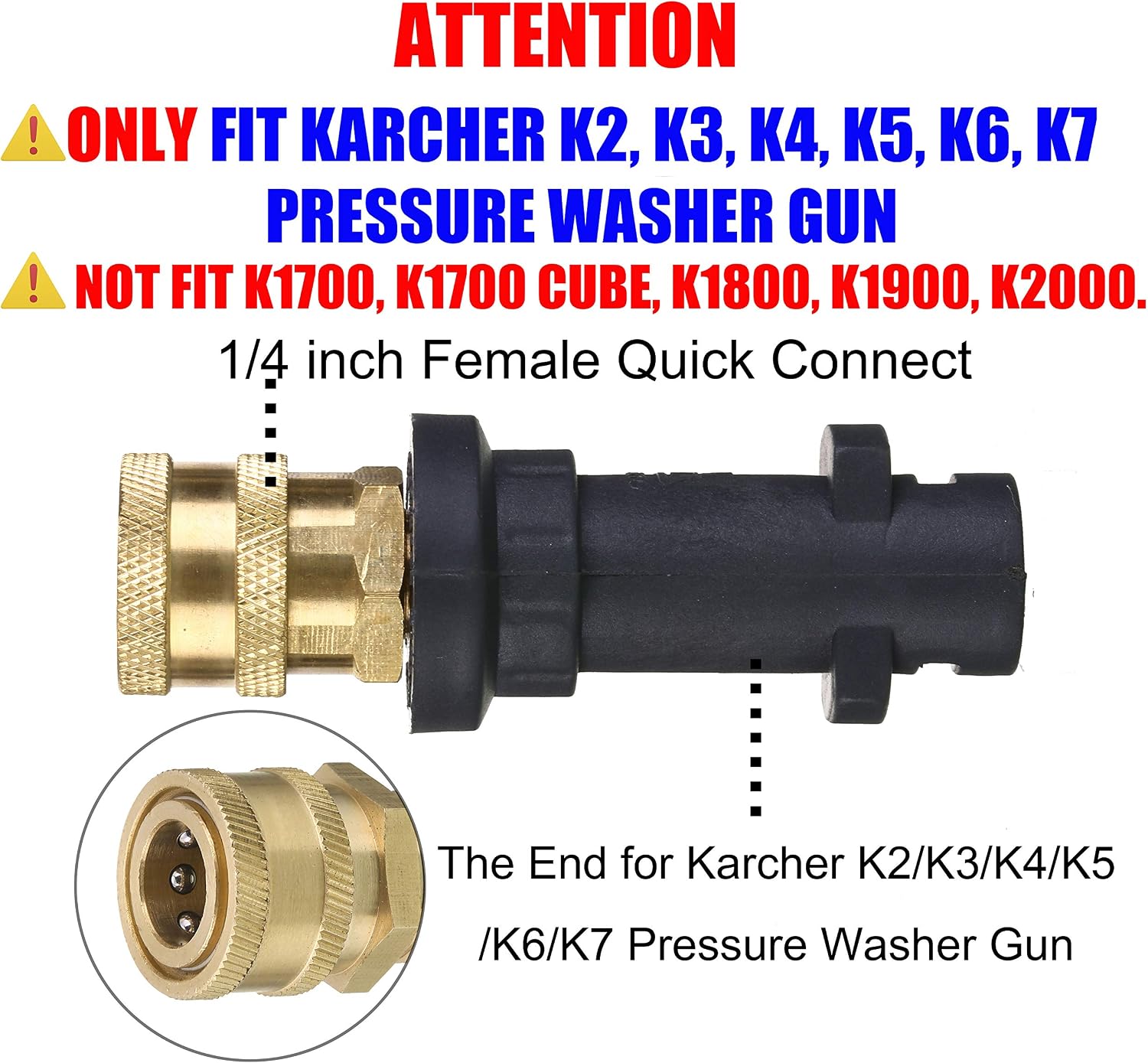 M MINGLE Pressure Washer Gun Adapter, to 1/4'' Quick Connect Fitting, Compatible with Karcher K Series, K2, K3, K4, K5, K6, K7 - Image 4