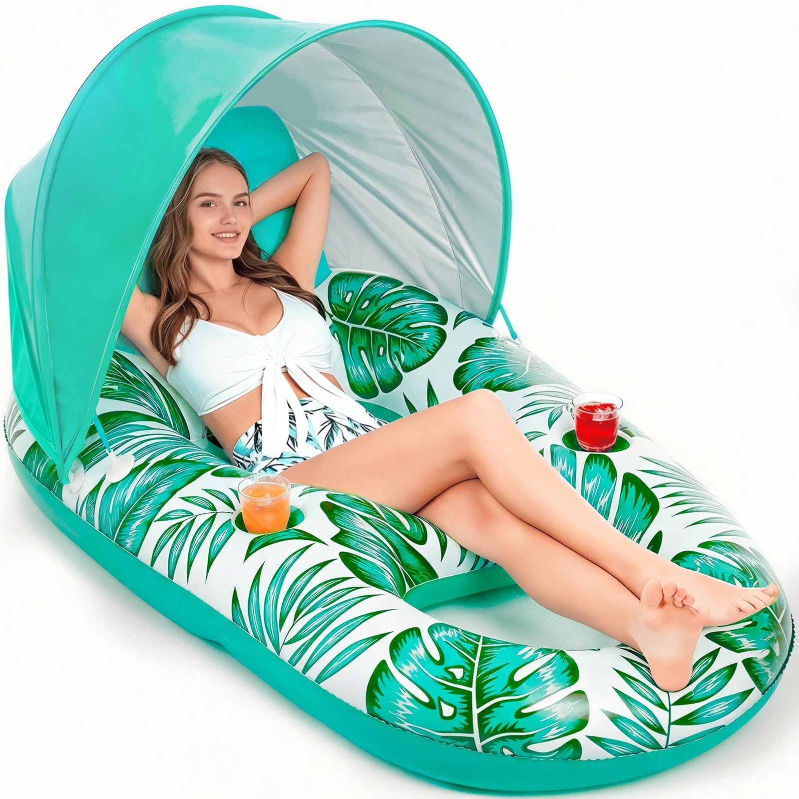 jasonwell pool float with canopy - inflatable pool floaties adult lounger floats raft floating chair