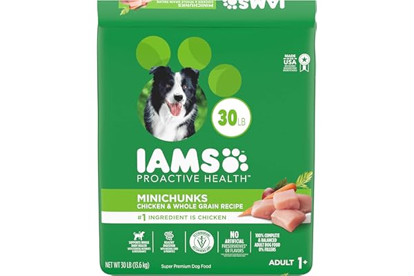 IAMS Adult Minichunks Small Kibble High Protein Dry Dog Food with Real Chicken, 30 lb. Bag,(Packaging may vary)