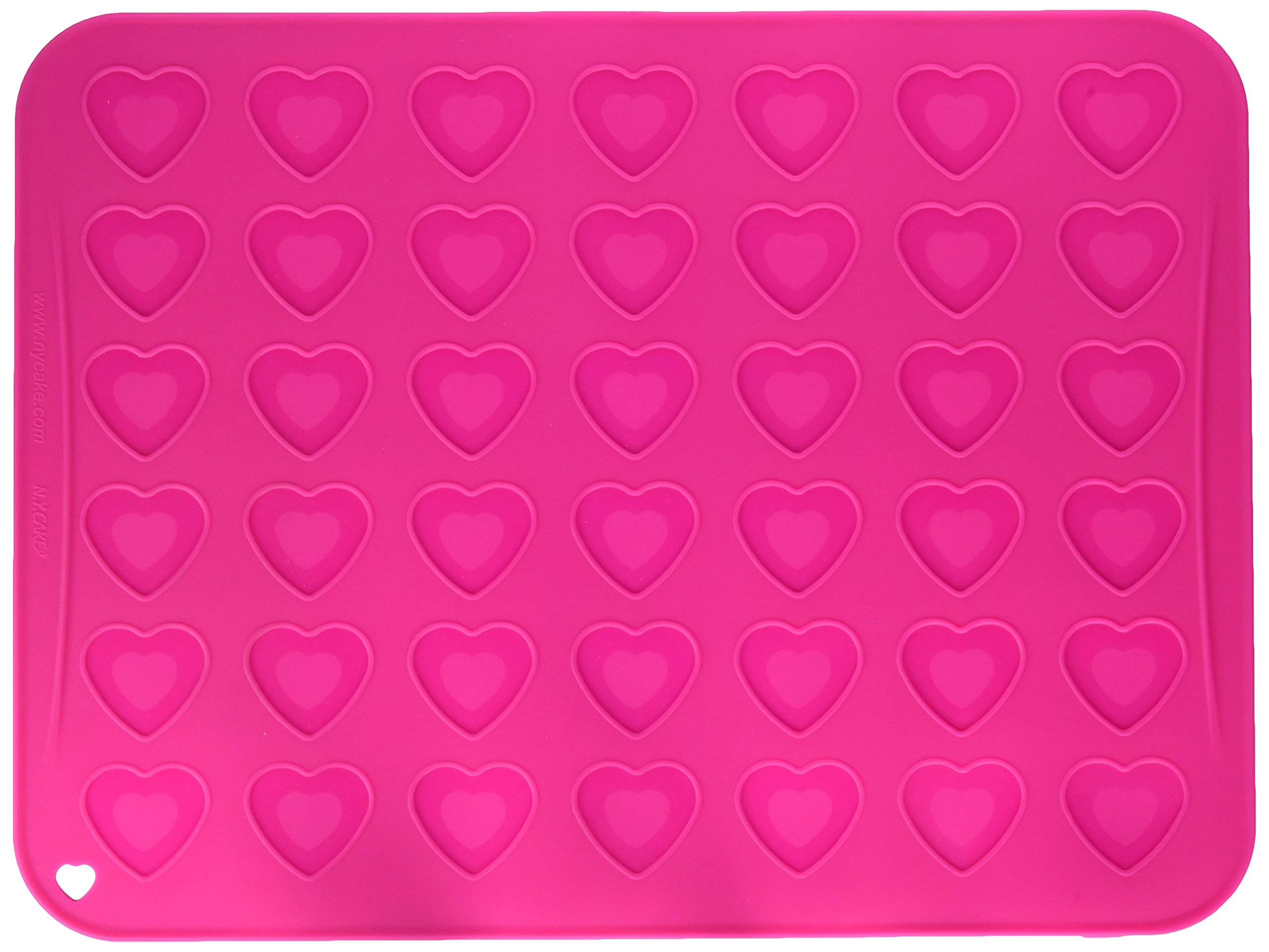 NY Cake Heart Shaped Macaron Baking Mat, Pink, 42 Cavities
