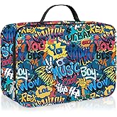 Clastyle Street Graffiti Insulated Kids Lunch Bag Large Thermal Cooler Bag for Boy Picnic School Lunch Box Tote, Words Sign