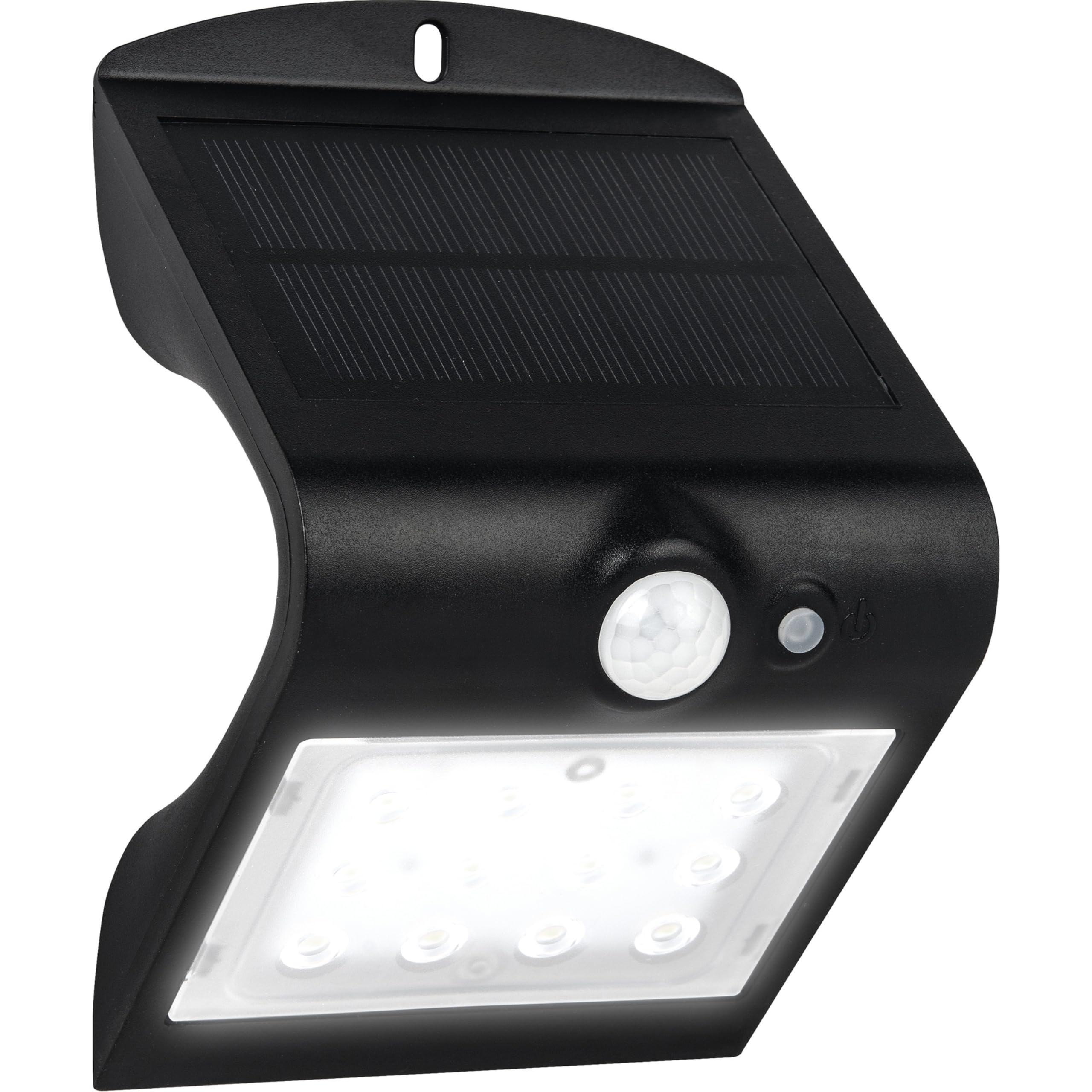 Luceco Solar Guardian Angled Wall Light Outdoor, with PIR Motion Sensor, 1.5 Watts, Black
