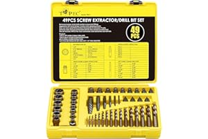 Topec 49pcs Screw Extractor/Drill Bit Set, Professional Remove Set for Removing Broken Studs, Bolts, Socket Screws and Fittings