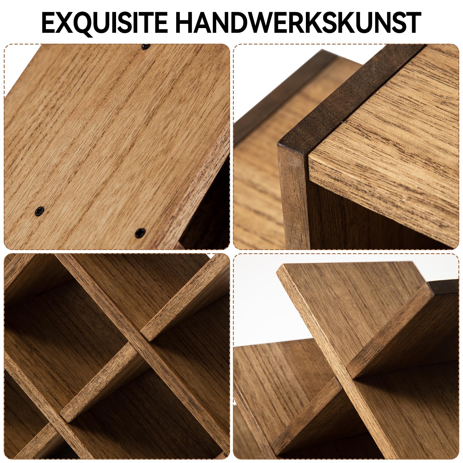 KIRIGEN Weinregal Holz für 8 Flaschen, Flaschenregal und Weinhalter, Braun 6