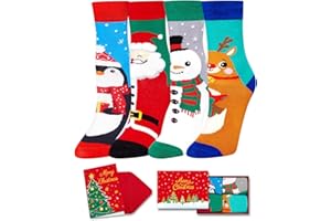 HAPPYPOP Christmas Socks for Kids - Unisex Xmas Sock Gift Ideas for Teen Girls Boys 4 Pack