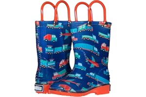 Wildkin Kids Rain Boots for Boys & Girls, Easy Slip-On Handles and No-Slip Tread