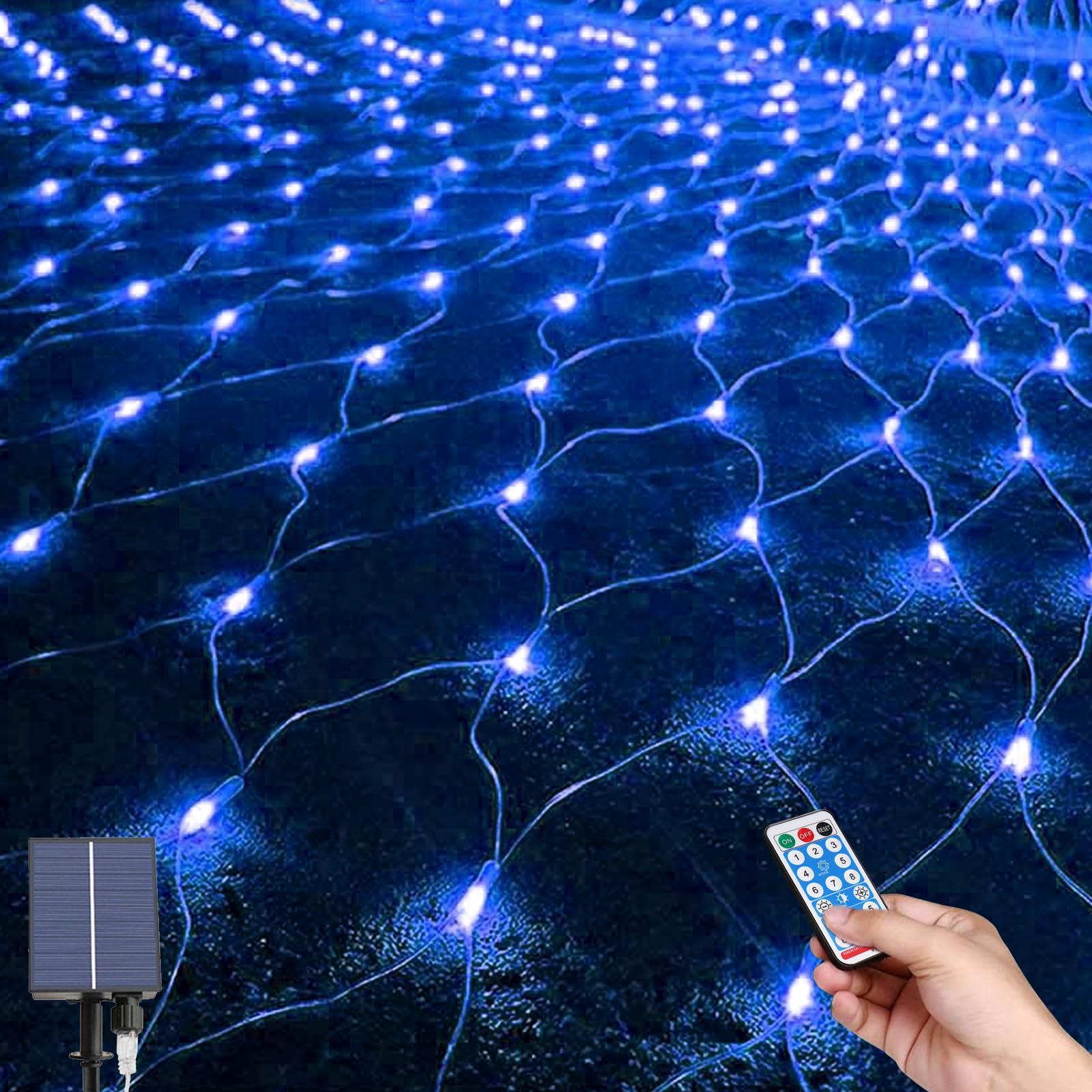 MXJFYY Solar String Lights Outdoor Garden, 1.5M*1.5M 96 LEDs Mesh Fairy Lights, 8 Lighting Modes,Waterproof Net Lights with Remote,Christmas net Lights Outdoor for Tree/Window Decorations