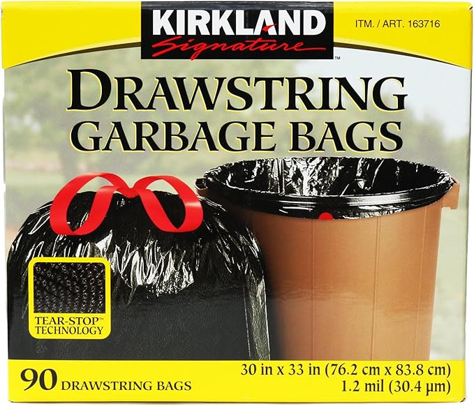 Kirkland Signature Drawstring Bags (Pack of 90/ 30 X 33), 90 Count