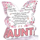 Aunt Gifts from Niece Nephew, Christmas Birthday Gifts for Aunt Thanksgiving Gift, Best Aunt Ever Mothers Day Gift for Auntie Aunty Butterfly Shaped Keepsake Home Desk Decor Acrylic Signs Plaques Aunt
