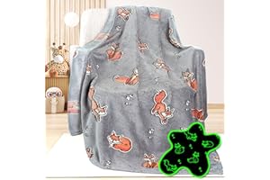UOFON Fox Gifts Toys for Kids Boys Baby- Glow in The Dark Blanket Fox Presents for Birthday Decor Age 12 3 4 5 6 7 8 9 10 Yea