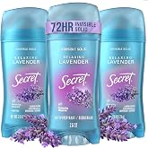 Secret Fresh Antiperspirant Deodorant for Women, 72hr Breathable Sweat &amp; Odor Protection, Instant Freshness &amp; Gentle, PH Balancing Mineral, Invisible Solid, Relaxing Lavender Scent, 2.6 oz (Pack of 3)