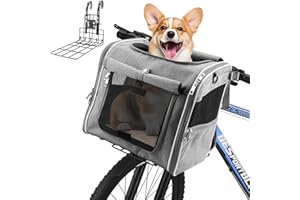 Xixter Dog Basket for Bike, Suitable for Small & Medium Pet Up to 7 kg, Foldable 4-in-1 Pet Bike Basket, Crossbody, Shoulder 