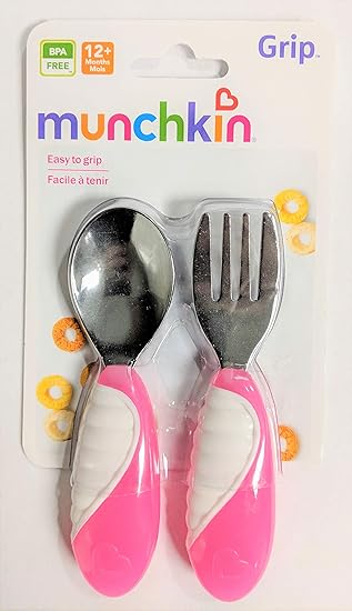 Munchkin Mighty Grip Fork and Spoon (Colors May Vary)