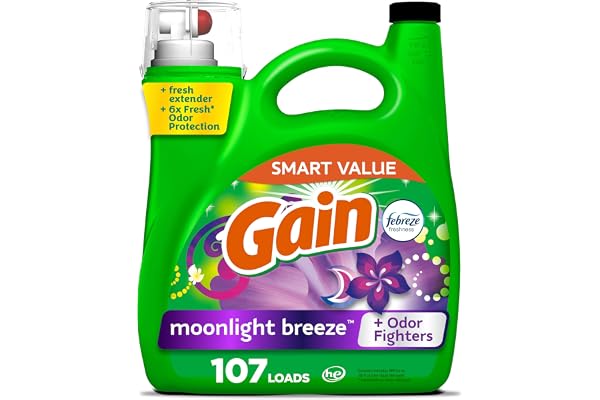 Gain Liquid Laundry Detergent, Moonlight Breeze Scent, Freshness + Odour Fighting, Laundry Detergent Liquid Soap, 100 loads,