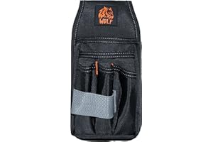 WOLF INDUSTRIAL PRODUCTS Wolf Heavy-Duty Ballistic Small Organizer Tool Pouch Bag | 3’’ Belt Tunnel Loop & Clip | Durable Lightweight Tool Belt Carrying Holster | Contractors Electricians Maintenance Handyman