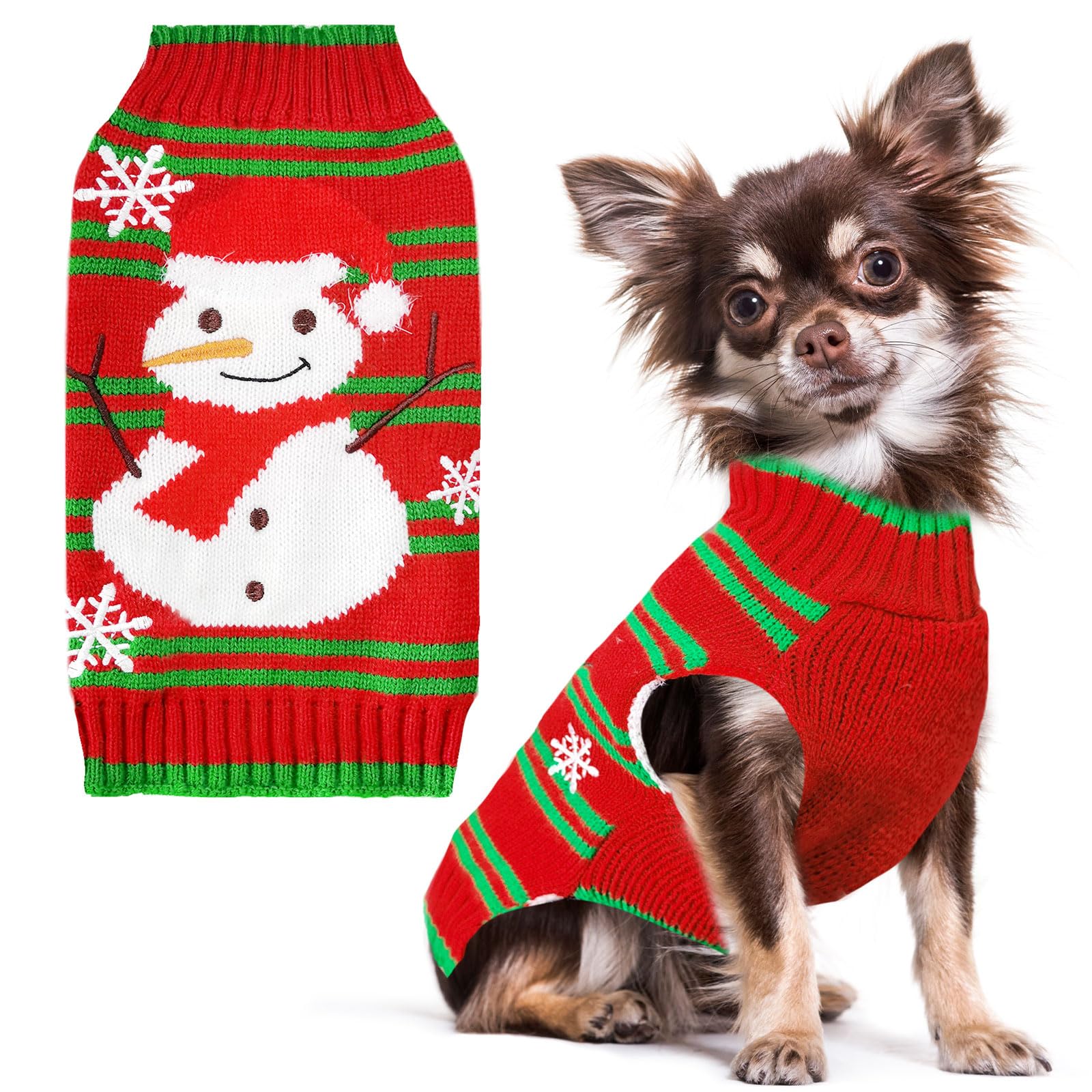 PETCARE Winter Christmas Dog Sweater Red New Year Snowman Sweaters for Small Medium Large Dogs Cats Puppy Clothes Doggy Cute Warm Knit Vest Jumper Clothing Pet Costume