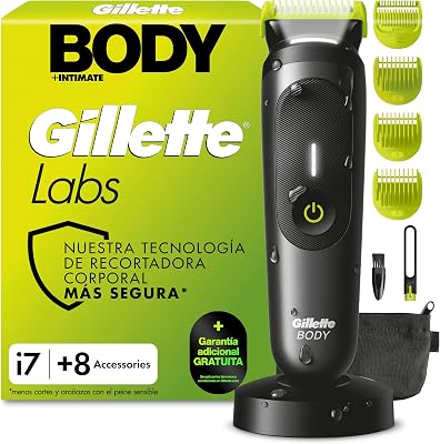 Labs i7 Body + Intimate Afeitadora Corporal, 8 Accesorios, Negro