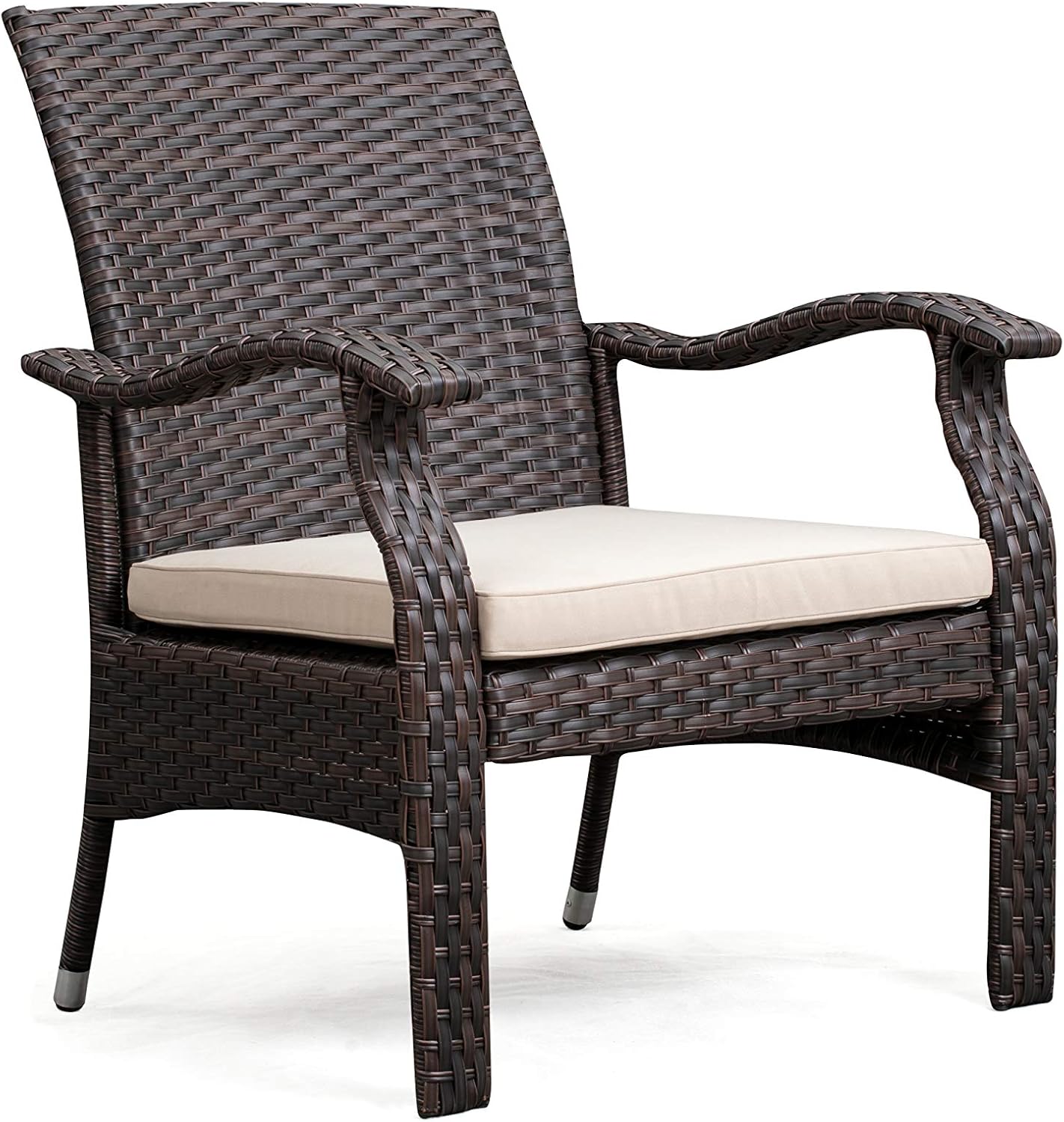 Patio Sense Miles Wicker Conversation Set, Dark Brown, 3 Piece Outdoor Bistro Set with 2 Chairs and Coffee End Table with Glass Top: Garden & Outdoor