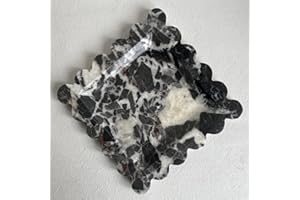SAIDKOCC Vintage Natural Marble Tray Small Ornaments Scalloped Tray Handmade Storage Dish for Counter, Vanity, Dresser, Nightstand and Desk (Calacatta Black)
