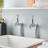 Deva 095X Chrome Cross Handle Bib Taps Wall Mounted Hot & Cold Pair 12 Yr WR view 4