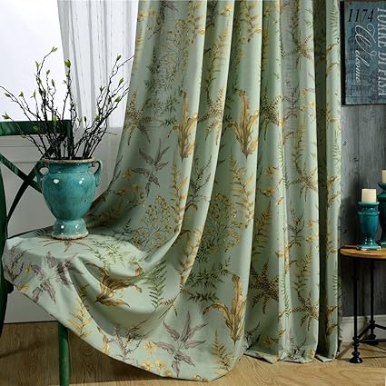 Amazon Com 2 Panel Blackout Lined Curtains Green Drapes Anady