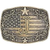 Absbolo Western Belt Buckle Men Initial Letter ABCDJRM to Z Rodeo Cowboy Belt Buckles for Women