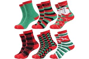 Gilbins Mens-Womens Christmas Holiday Fuzzy Socks with Grips Non Slip Skid Slipper Fluffy Hospital Winter Crew Sleep Socks
