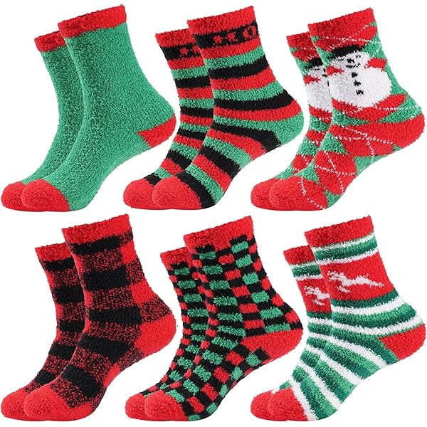 Hopply 5-Pair Christmas Wool Socks - Fuzzy Warm Holiday Socks With Xmas Designs For Men & Women