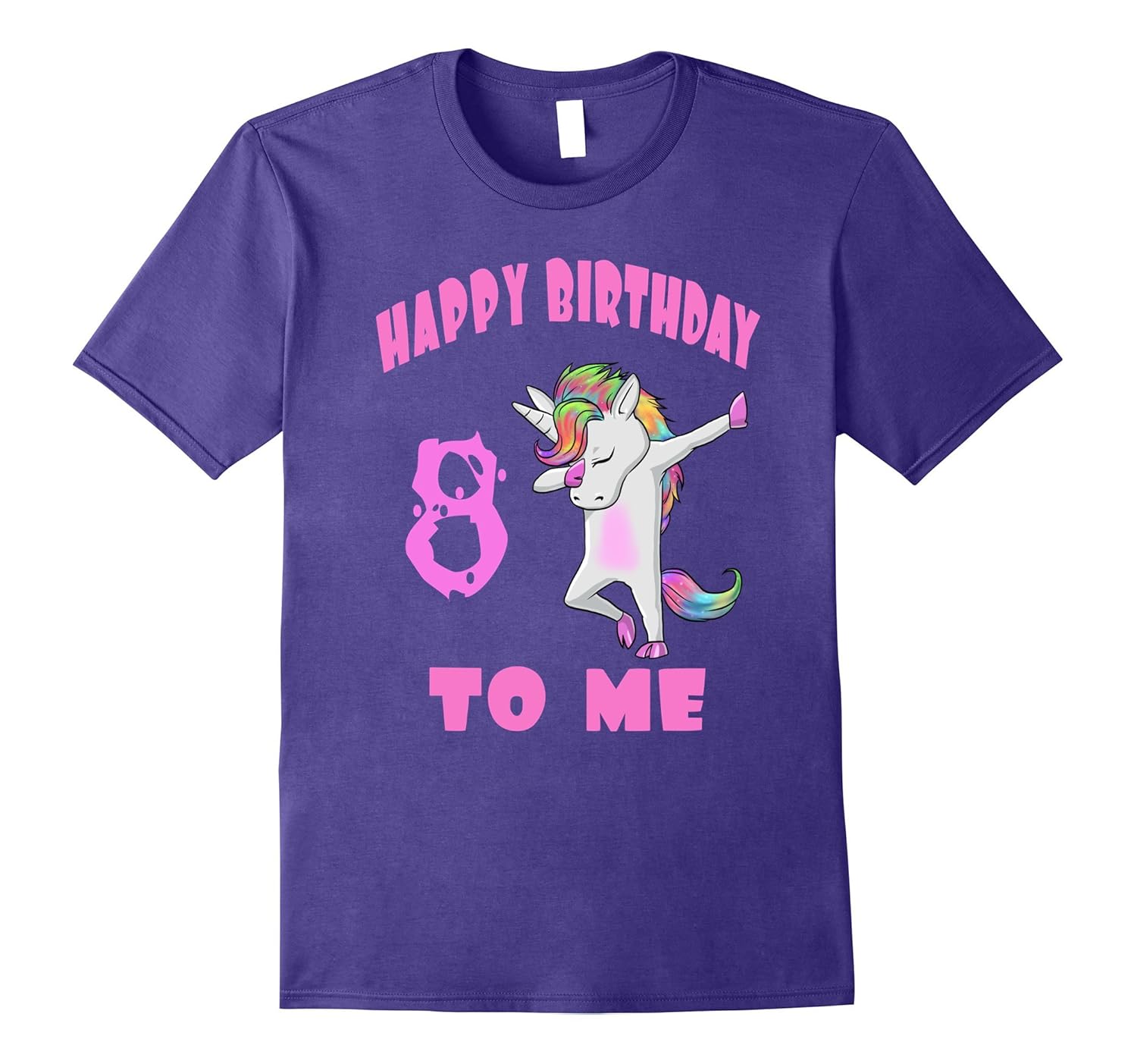 Happy Birthday To Me Eighth unicorn dab tshirt-Rose