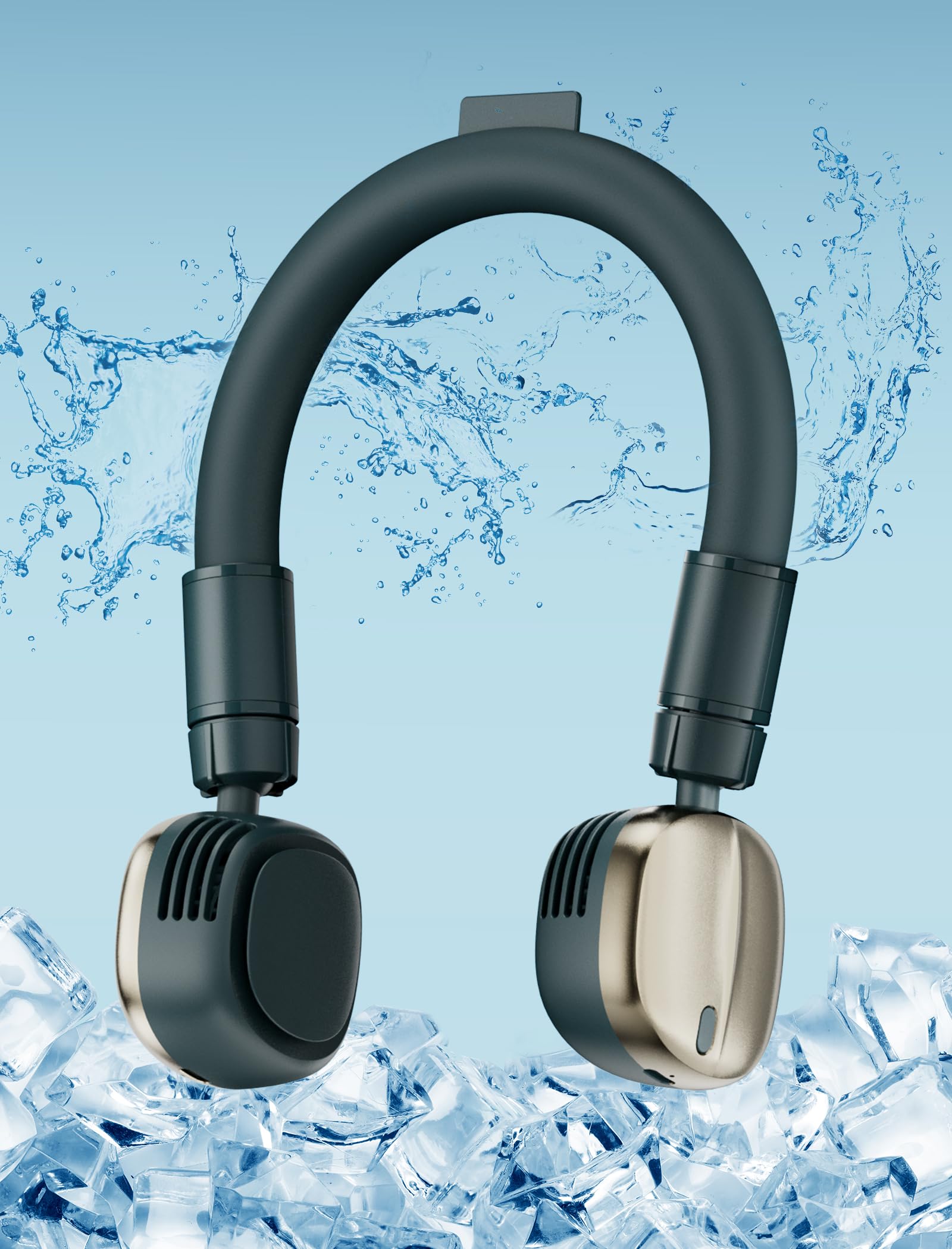 Photo 1 of 2-in-1 Neck Fan & Ice Cooling Ring - Portable Reusable, Hands-Free 3-Speed Cooling, Battery Powered with 360° Rotation/Cooling, Quiet USB Rechargeable & Detachable Design, Personal Cooler, Hot Flashes