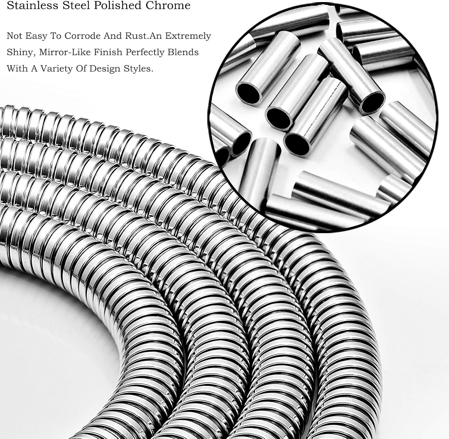 Aopoy Shower Hose 2m, 79" Chrome Stainless Steel Shower Pipe, Anti Kink and Leakproof, Short Shower Cable, Easy DIY Replacement - Image 5
